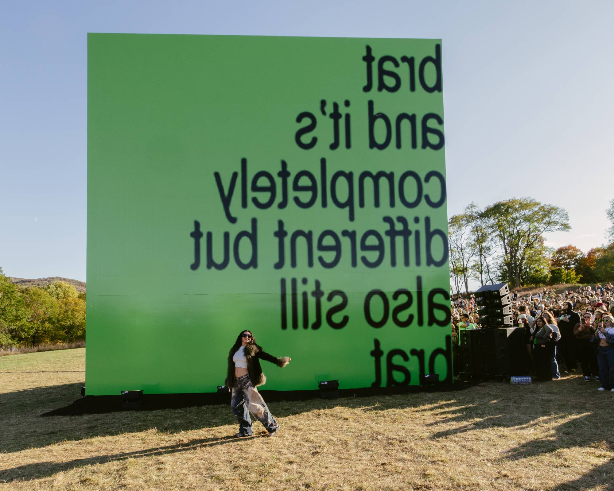 Charli XCX poses at the Storm King Arts Centre. Credit Henry Radcliffe