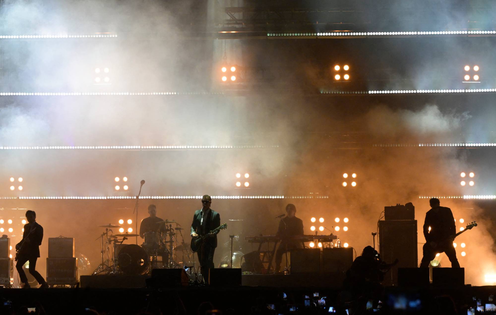 American rock band Interpol performs at Zocalo Square in Mexico City on April 20, 2024. (Photo by ALFREDO ESTRELLA/AFP) (Photo by ALFREDO ESTRELLA/AFP via Getty Images)