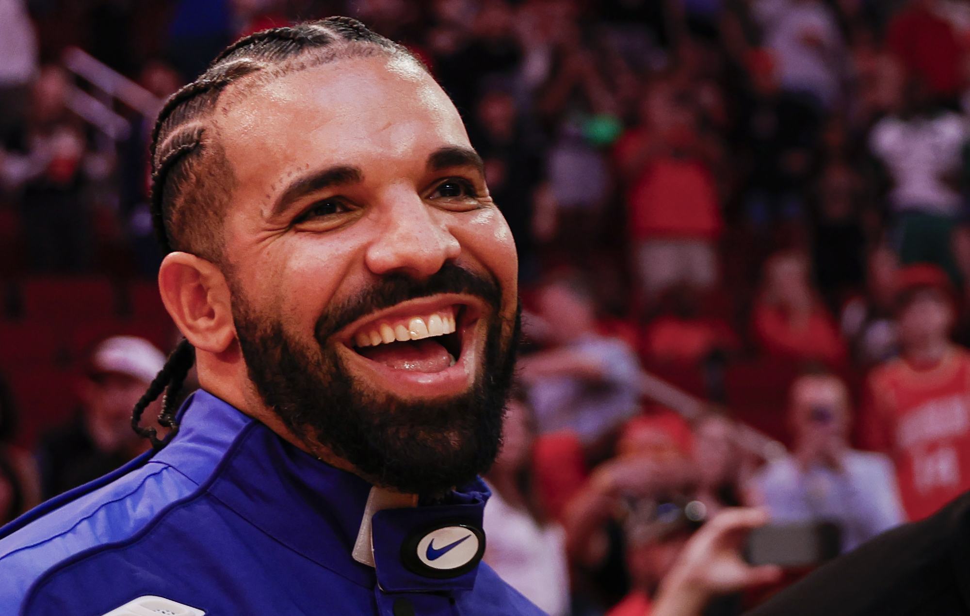 Drake attends the game between the Houston Rockets and Cleveland Cavaliers at Toyota Center on March 16, 2024 in Houston, Texas.