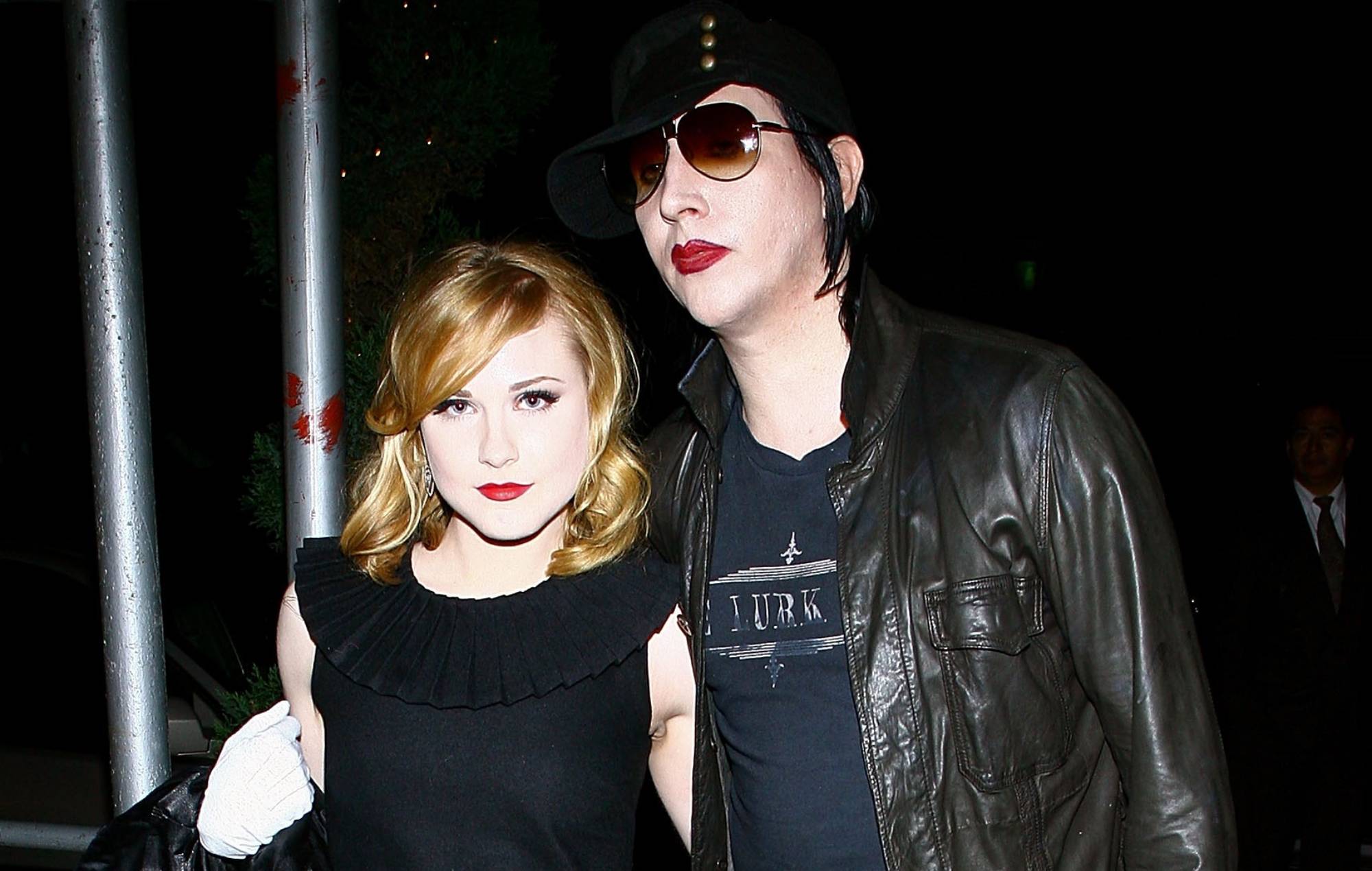 Evan Rachel Wood and Marilyn Manson arrive to party after a special screening of Across the Universe in 2007 in New York. (Photo by Scott Wintrow/Getty Images)