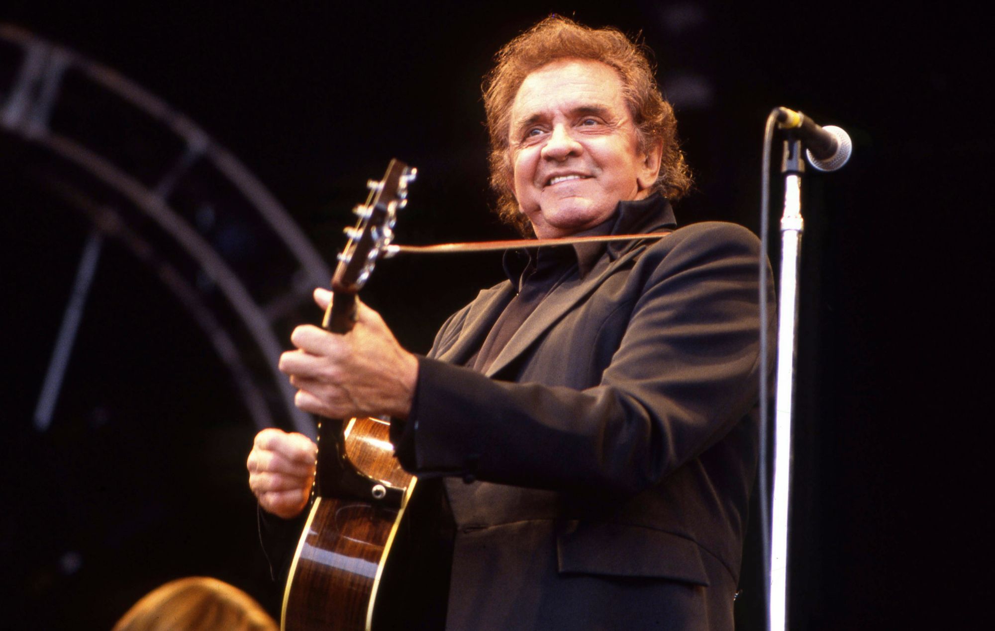 Johnny Cash at the Glastonbury Festival in 1994.