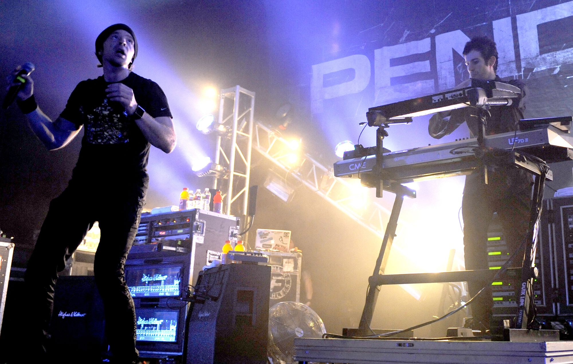 Pendulum's Ben "The Verse" Mount and Rob Swire perform live