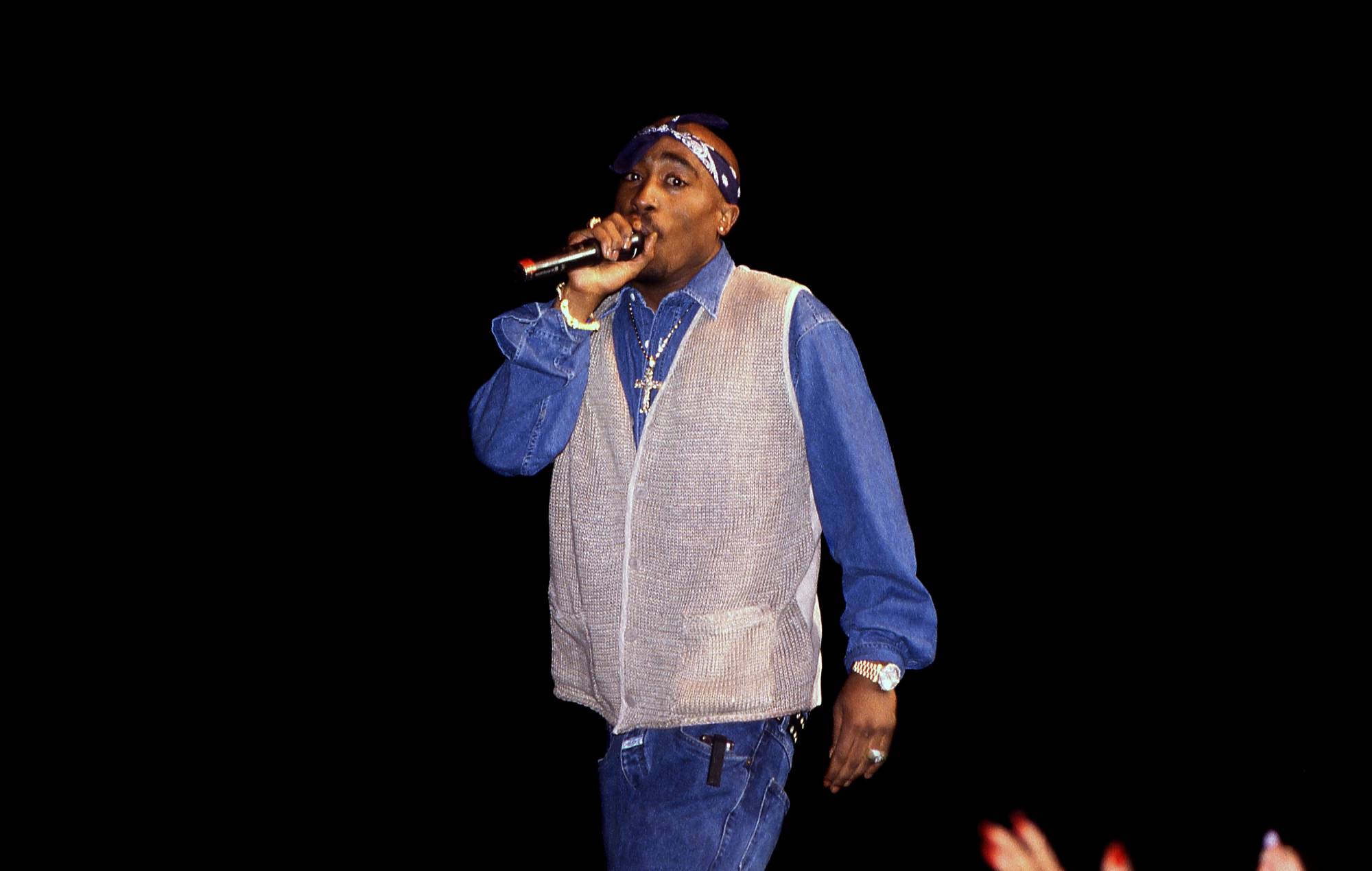 Tupac Shakur performs at the Regal Theater in Chicago, Illinois, March 1994. (Photo by Raymond Boyd/Getty Images)