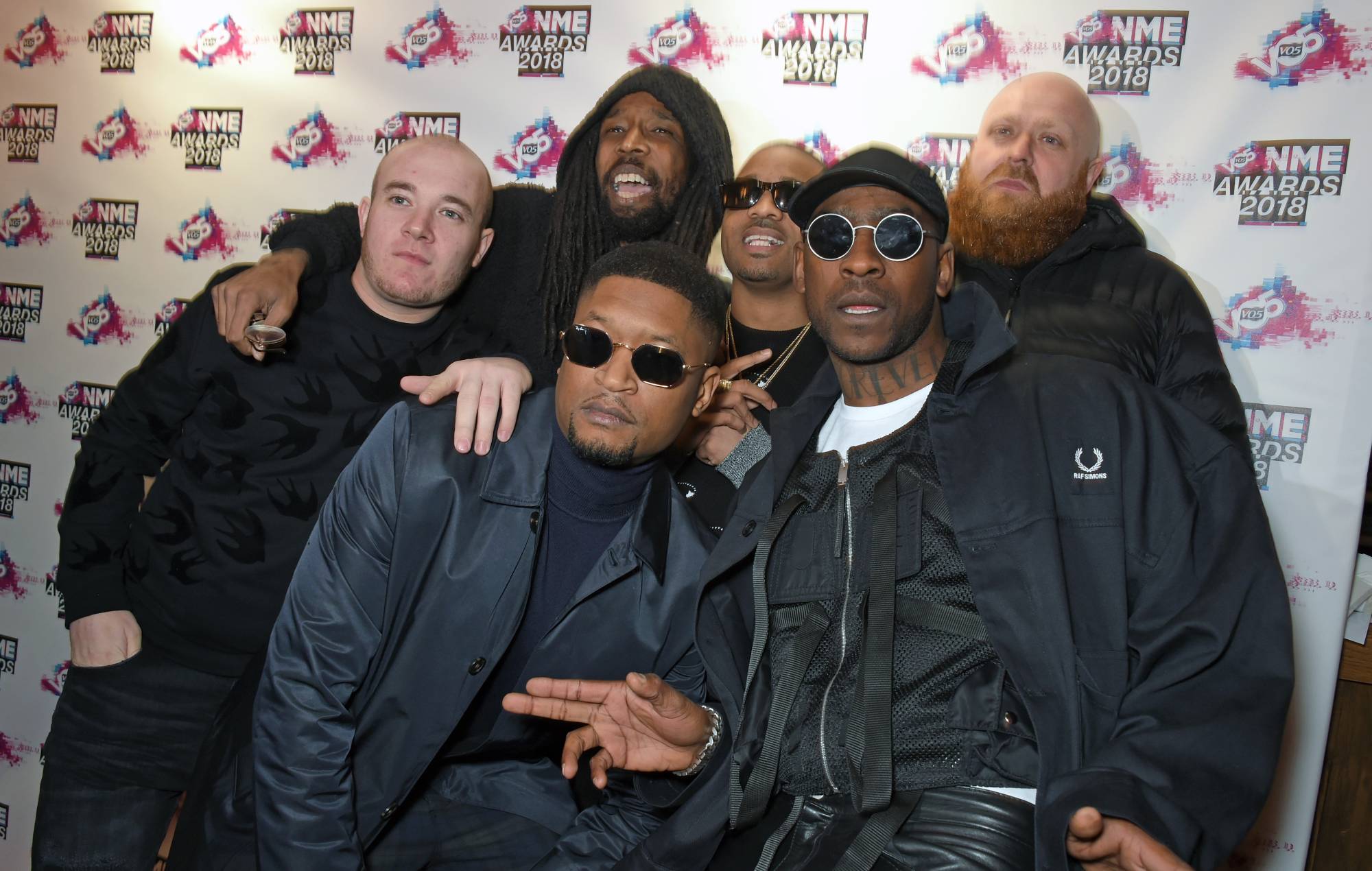 Members of Boy Better Know and Skepta at the VO5 NME awards, held at the Bricstone Academy on February 14, 2018 in London, England. (Photo by David M. Benetta/Dave Benetta/Getty Images)