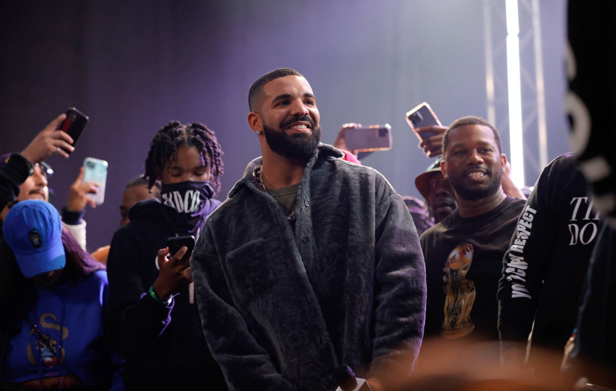 Drake performs on stage during Drake's concert. (Photo by Amy Soussman/Getty Images)