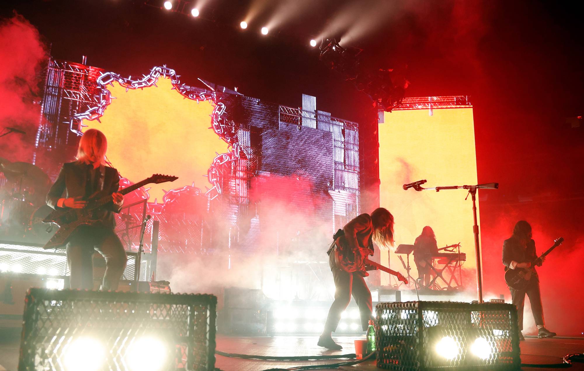 Phoebe Bridgers, Julien Baker, and Lucy Dacus from Boygenius perform at Madison Square Garden on October 2, 2023, in New York. (Photo: Taylor Hill/Getty Images)