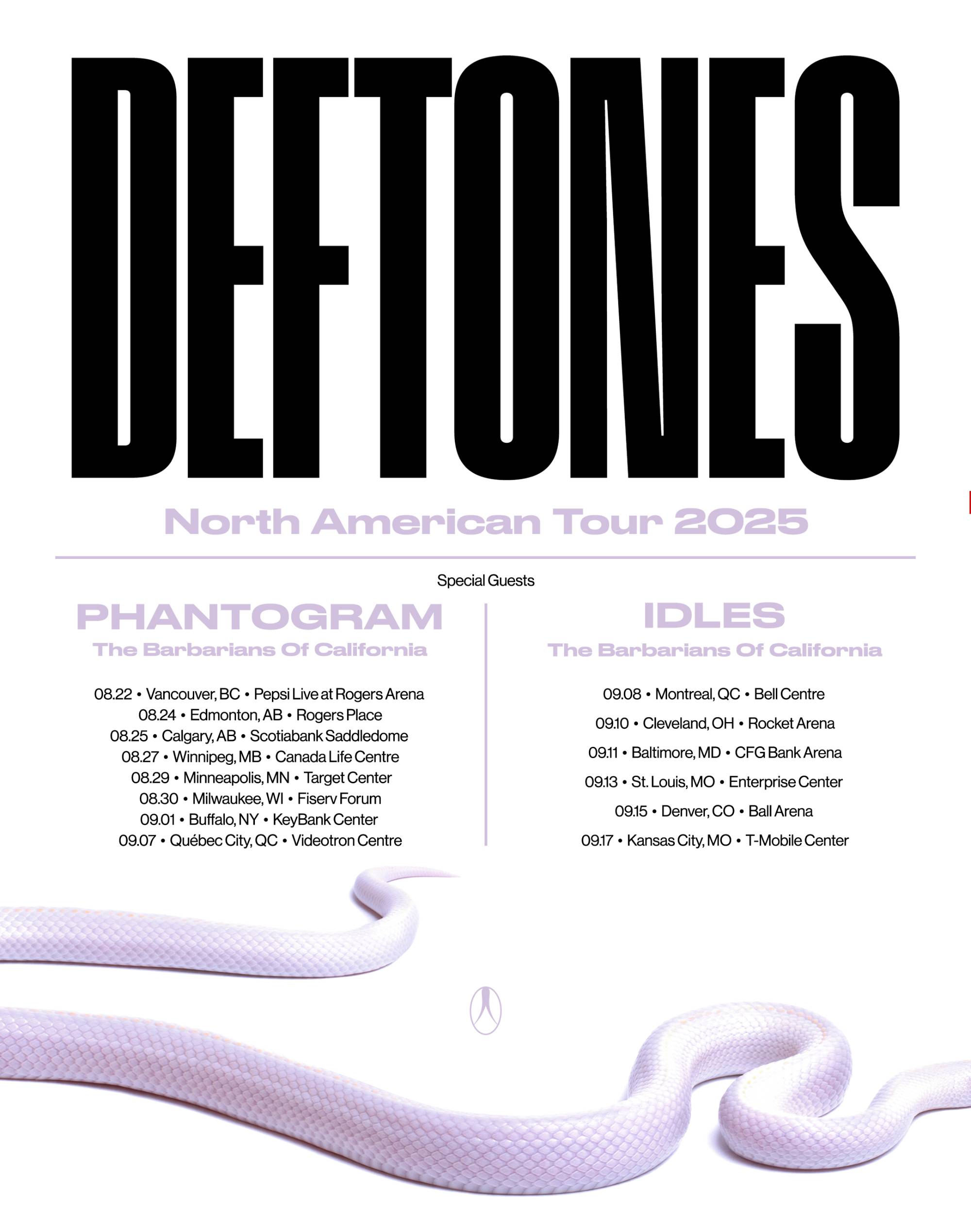 Deftones 2025 Leg 2 Tour Poster. Credit: press