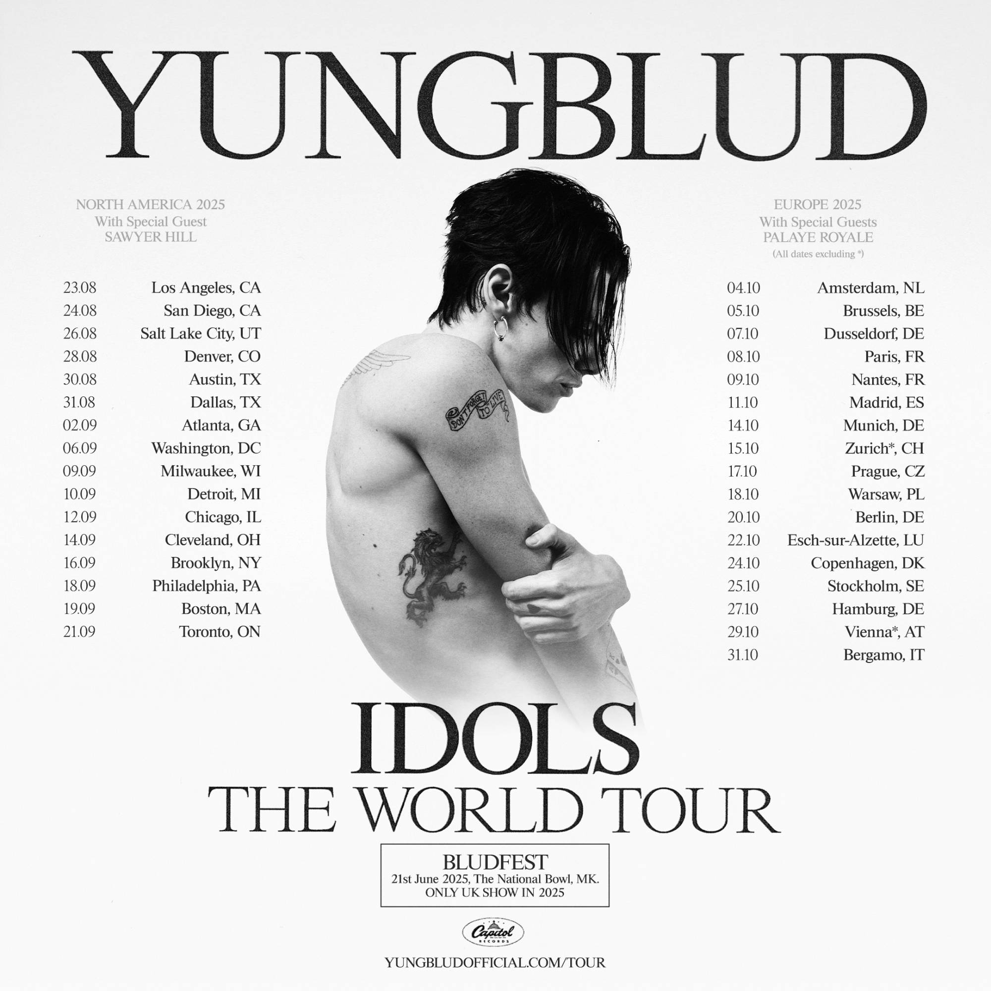 Yungblud announces the world's world tour of 2025. Credit: press